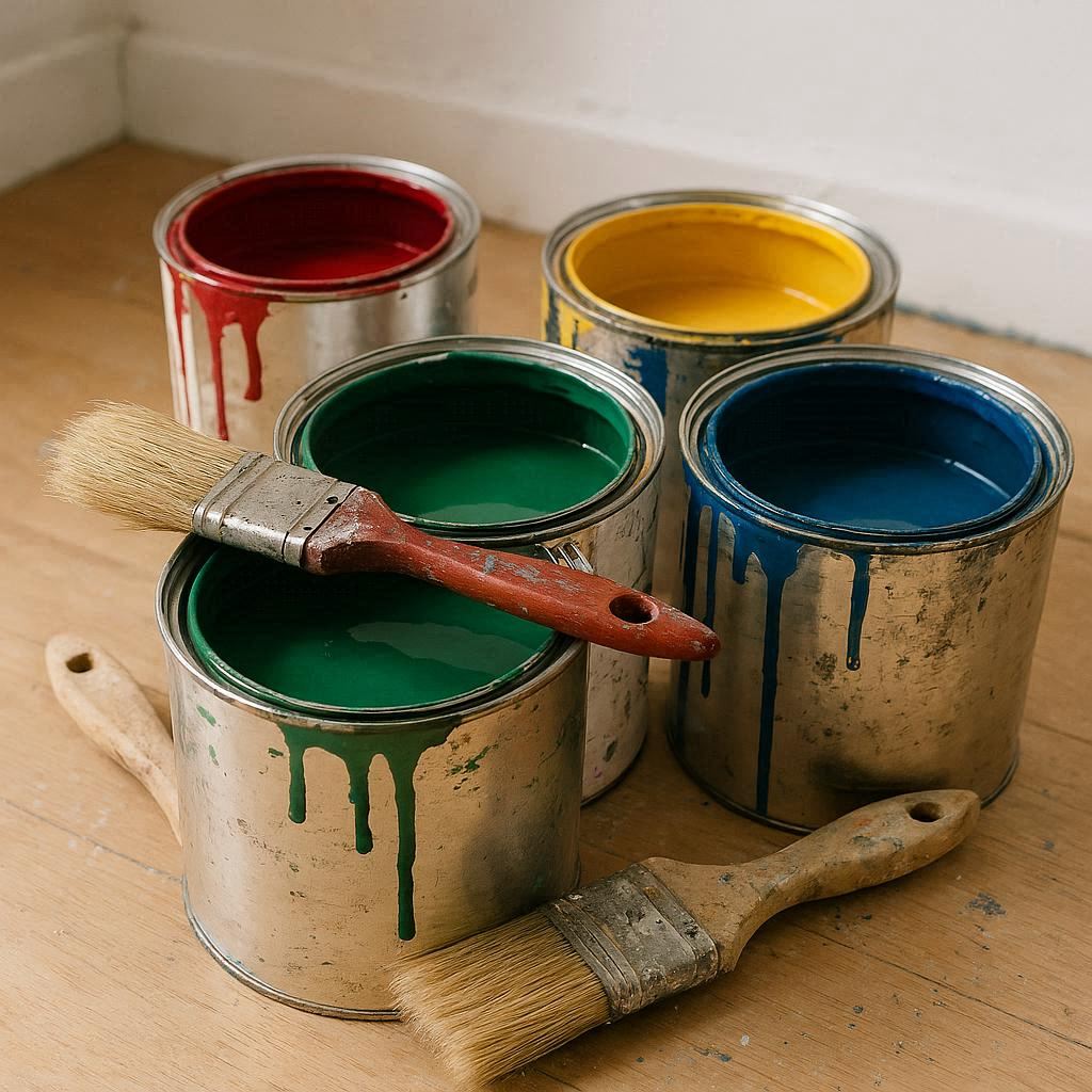 Puszki z kolorową farbą