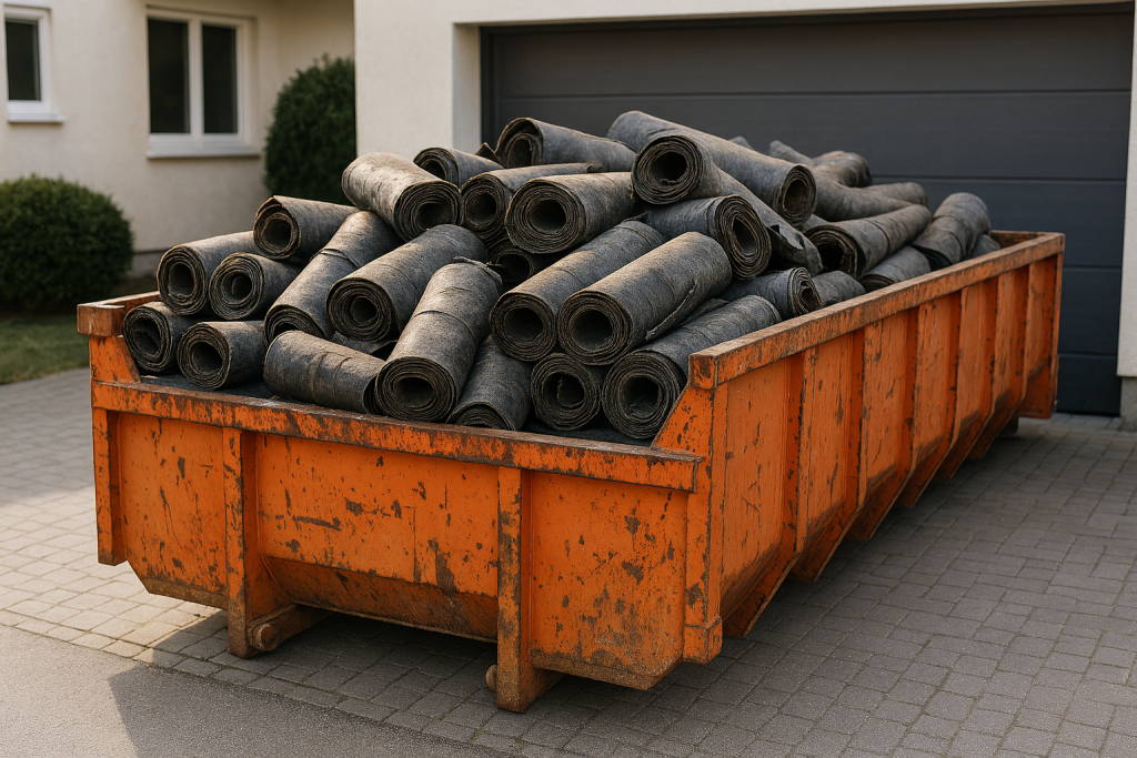 Zrolowana papa w kontenerze