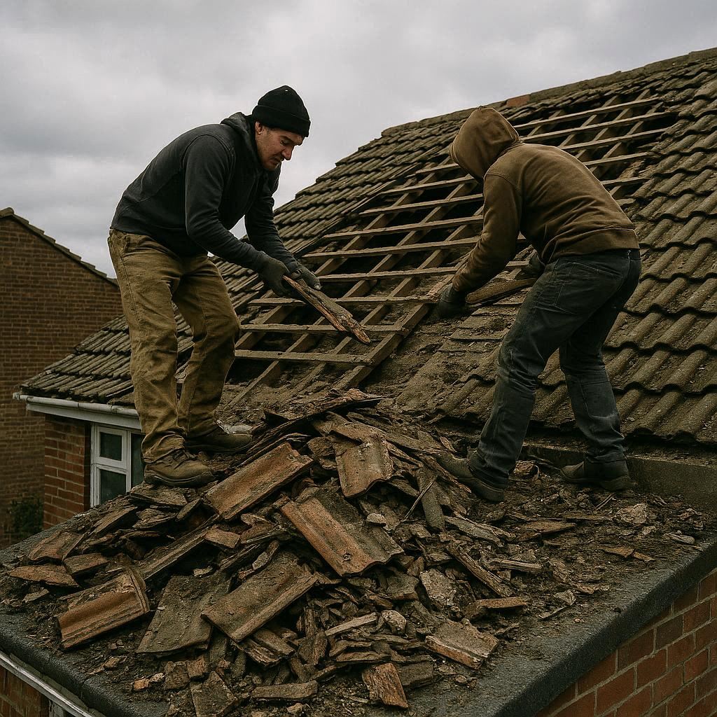 Ściąganie starego dachu