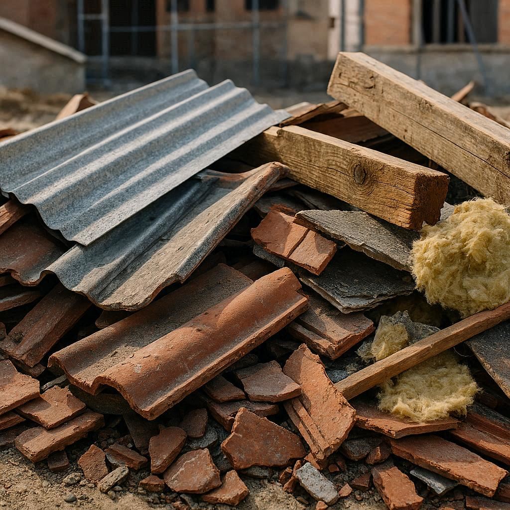 Zbliżenie na odpady po remoncie dachu